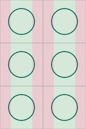 Example 4x6 sheet with six square copies in two columns and three rows